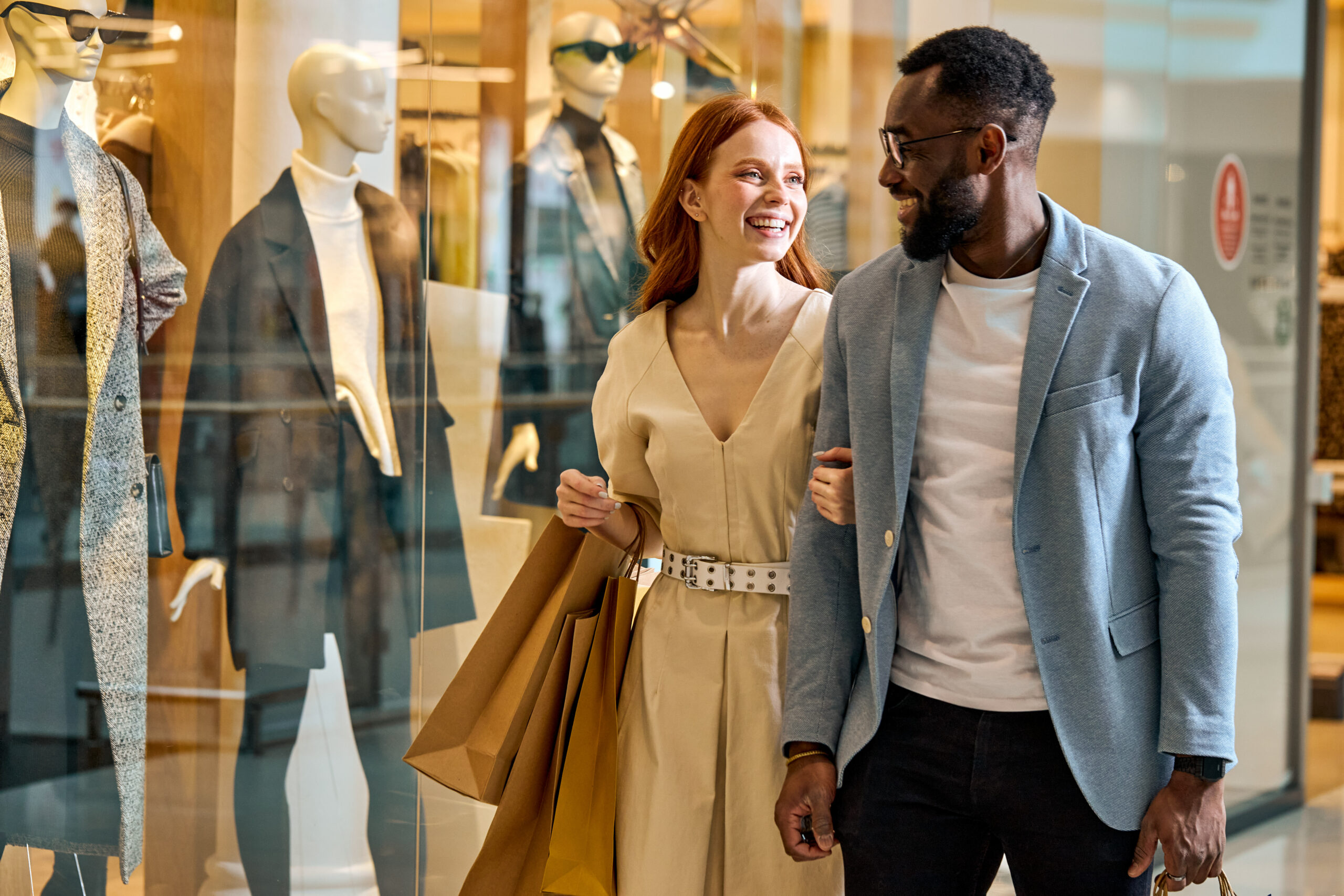 Happy wife and husband shopping