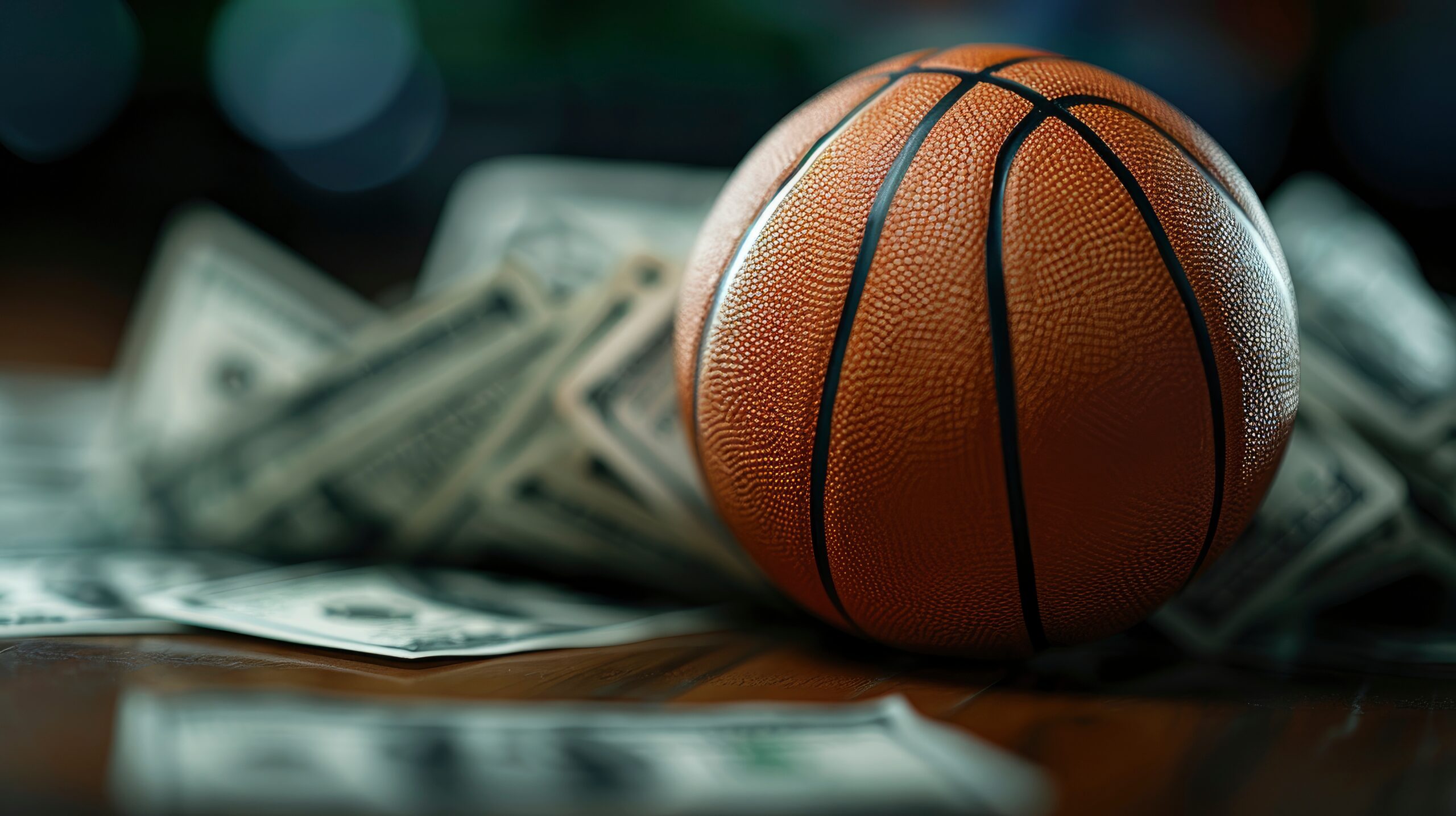 A basketball and american aollars