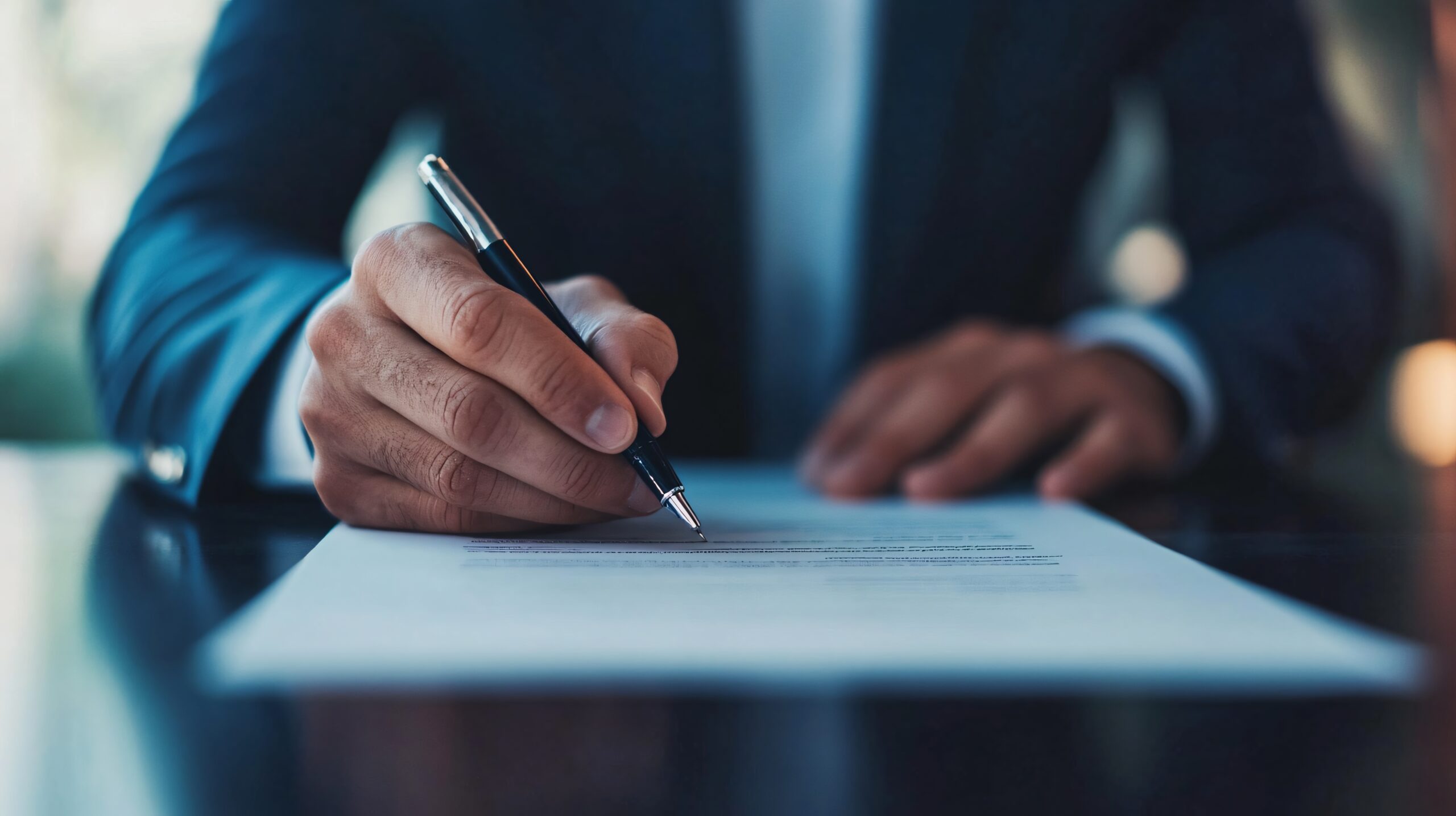 Lawyers debating over fine print in a contract during a negotiation