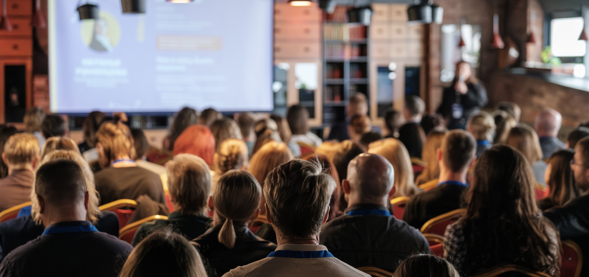 A group of event attendees at a conference
