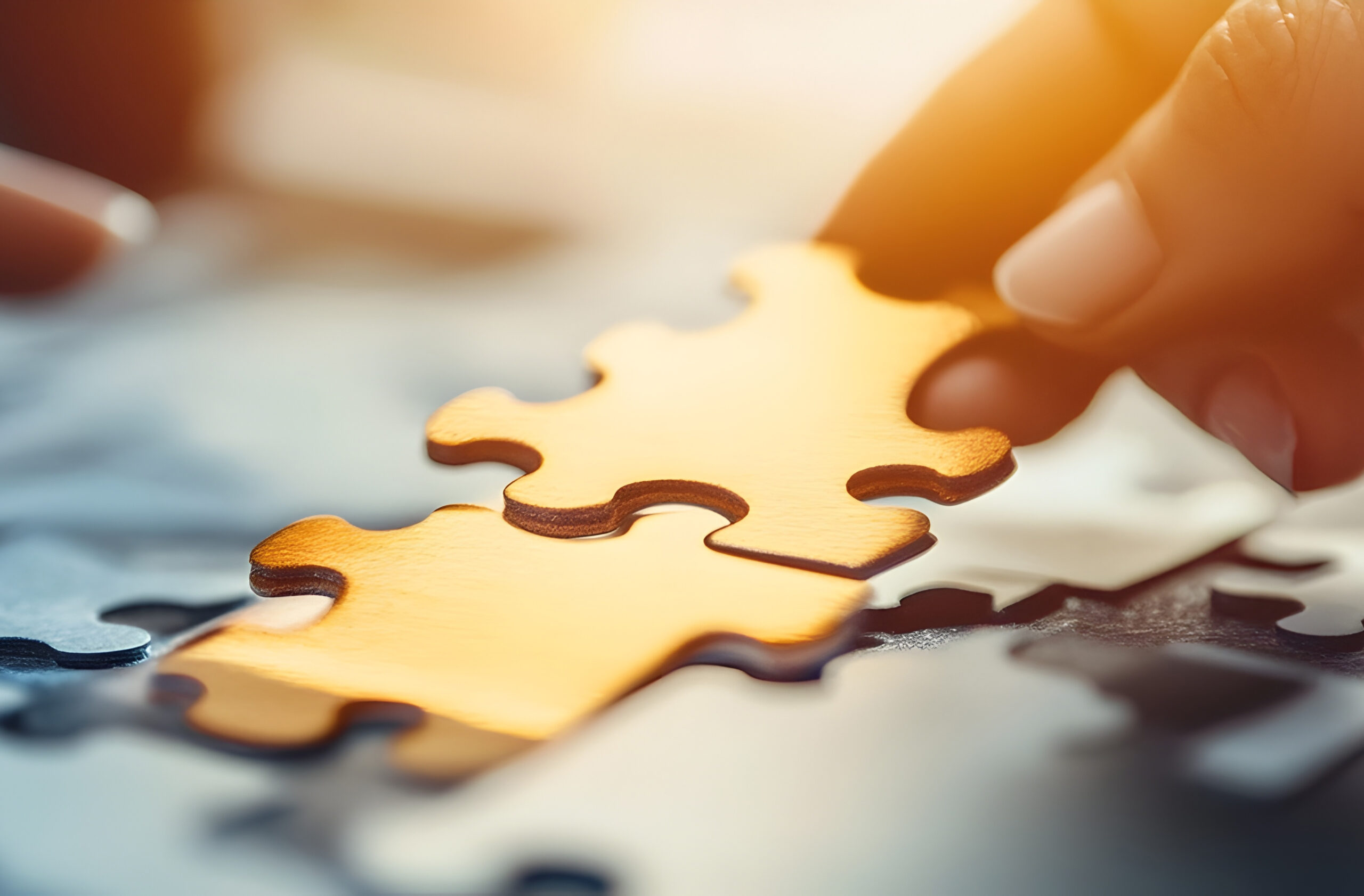 Puzzle pieces fitting together
