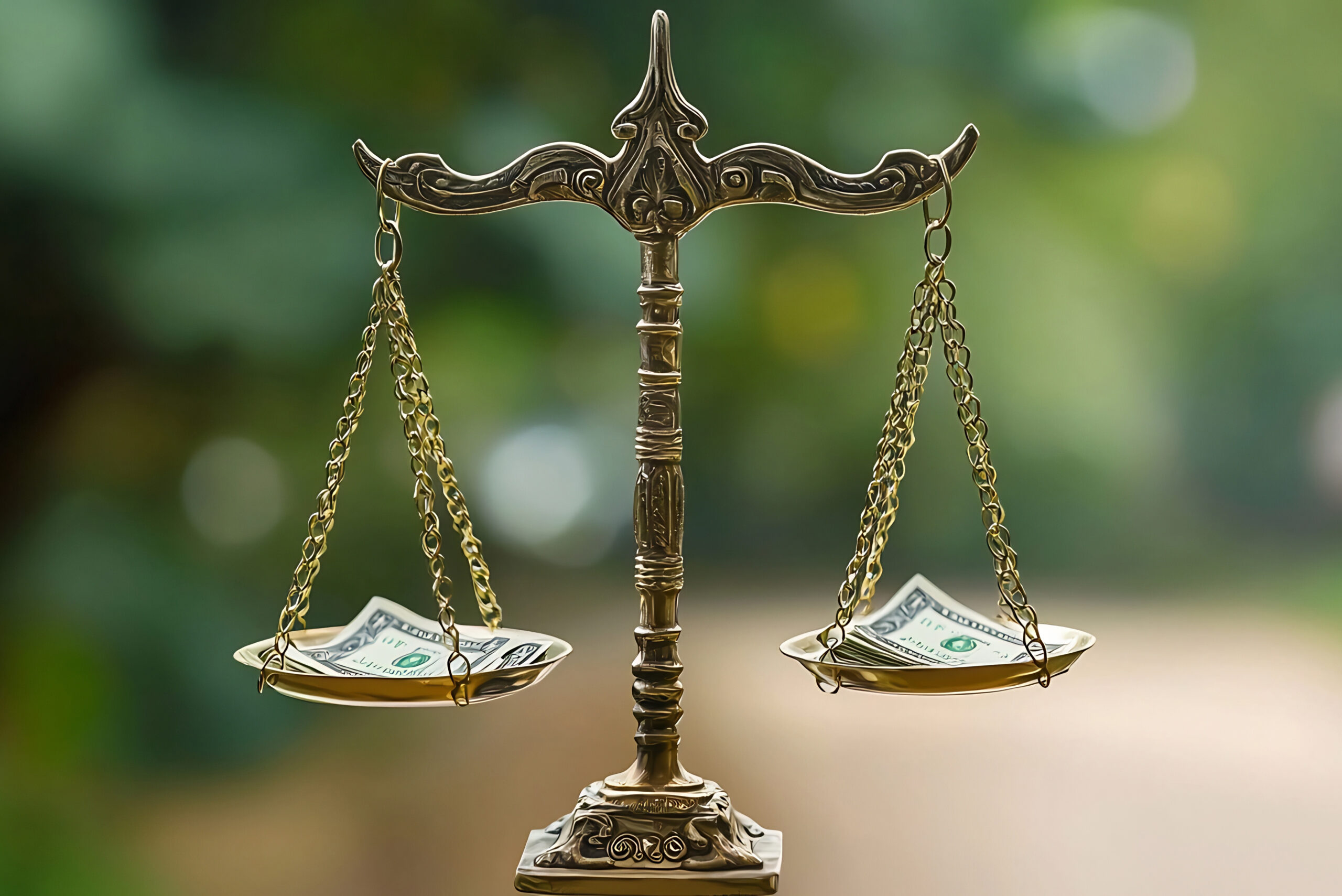 Hanging scales of justice