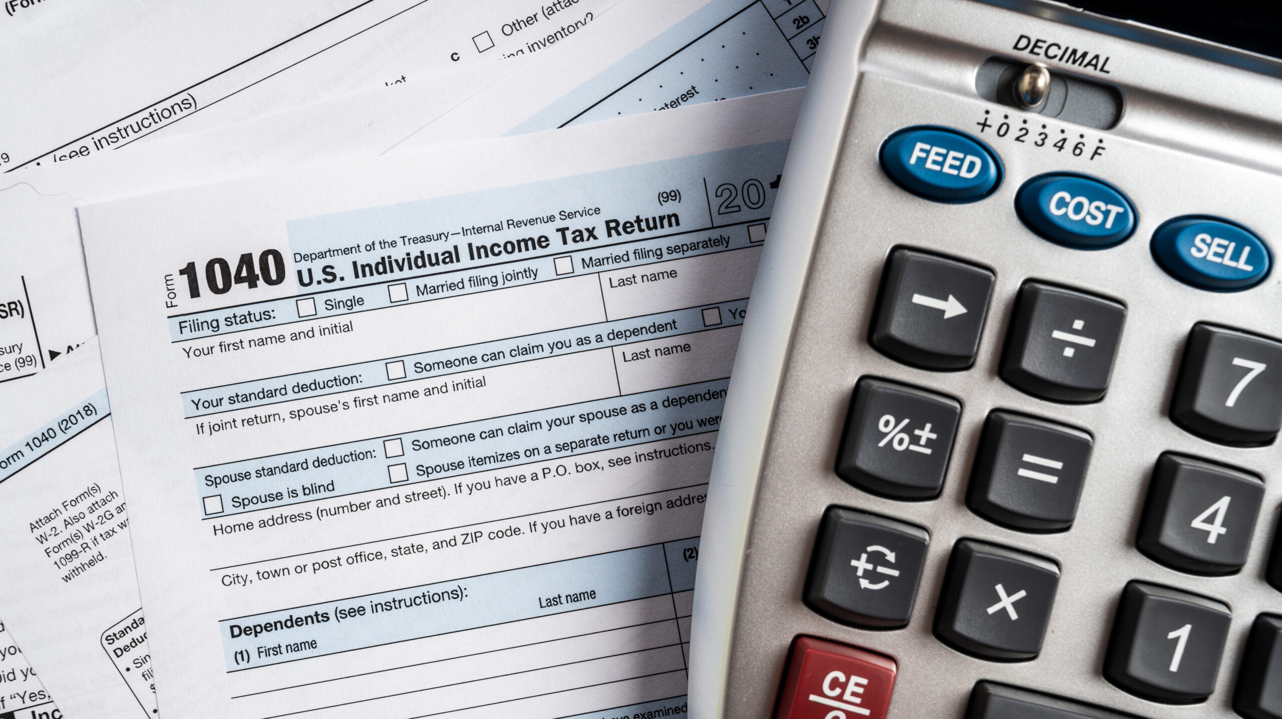 Tax documents and calculator